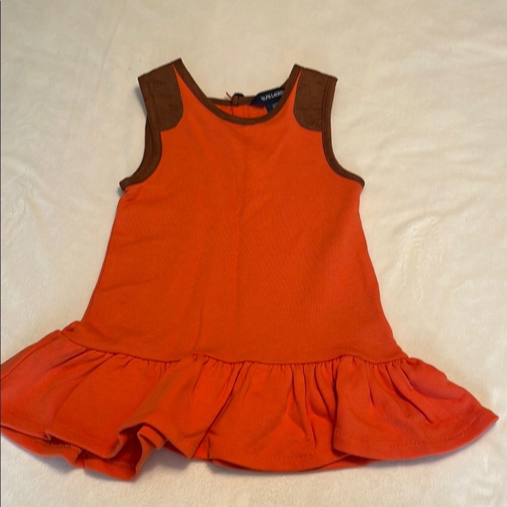 Vibrant Orange Dress with Brown Accents